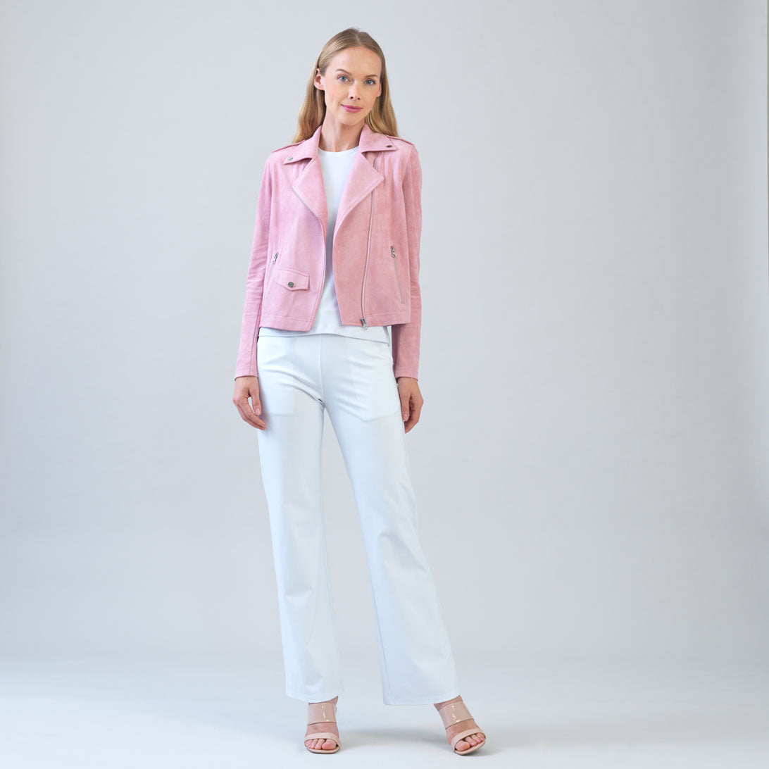 Soft Suede - Architectural Moto Jacket - Mauve | Clara Sunwoo
