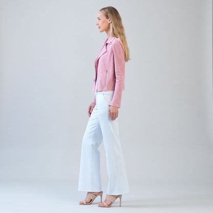 Soft Suede - Architectural Moto Jacket - Mauve | Clara Sunwoo