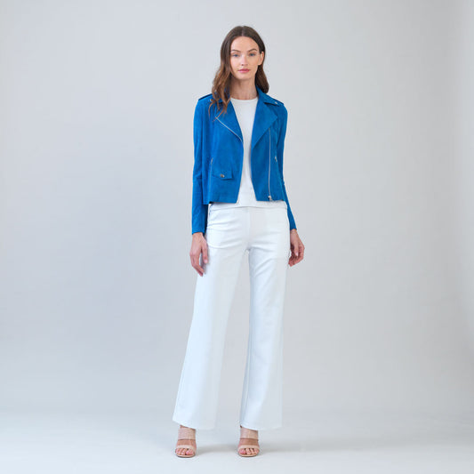 Soft Suede - Architectural Moto Jacket - French Blue | Clara Sunwoo