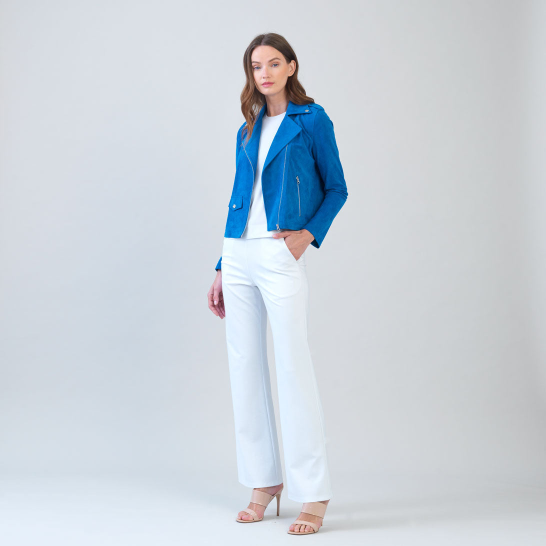 Soft Suede - Architectural Moto Jacket - French Blue | Clara Sunwoo