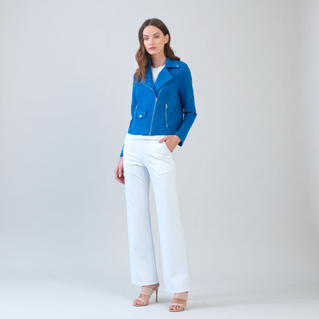 Soft Suede - Architectural Moto Jacket - French Blue | Clara Sunwoo
