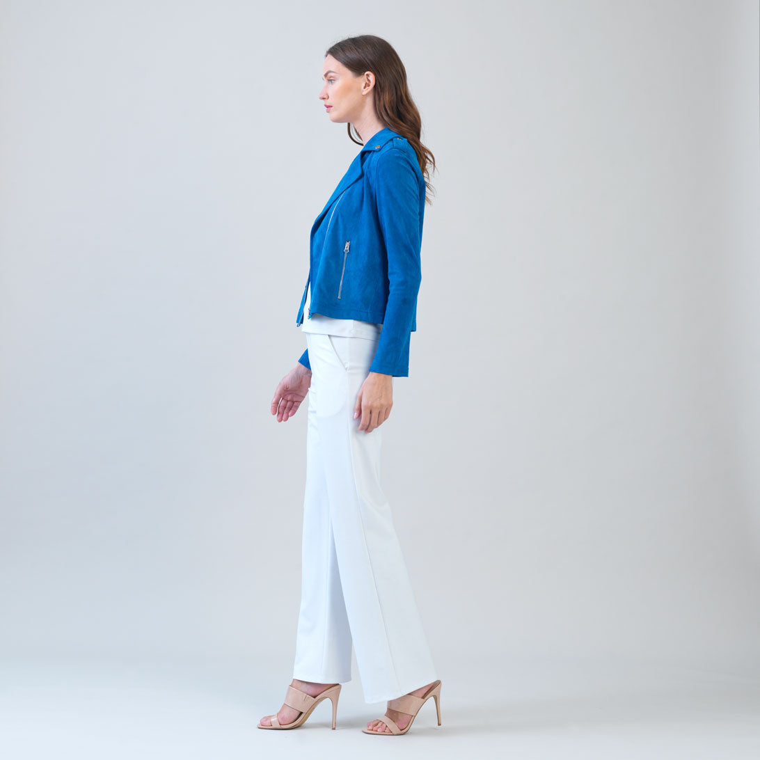 Soft Suede - Architectural Moto Jacket - French Blue | Clara Sunwoo
