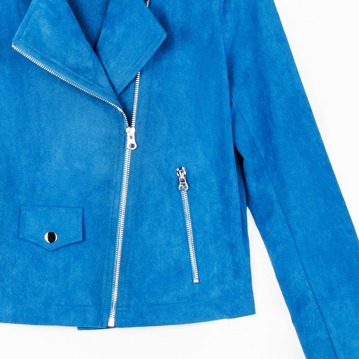 Soft Suede - Architectural Moto Jacket - French Blue | Clara Sunwoo