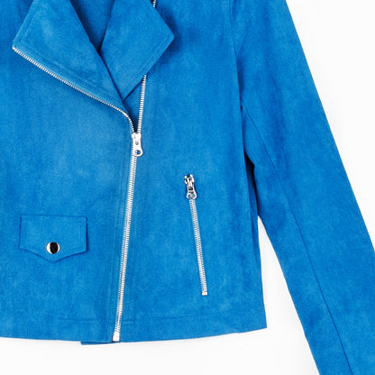 Soft Suede - Architectural Moto Jacket - French Blue | Clara Sunwoo