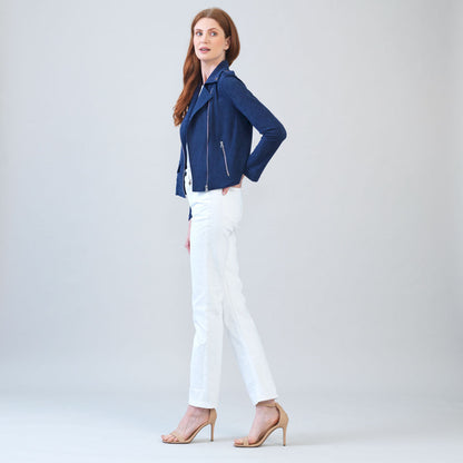 Soft Suede - Architectural Moto Jacket - Navy | Clara Sunwoo