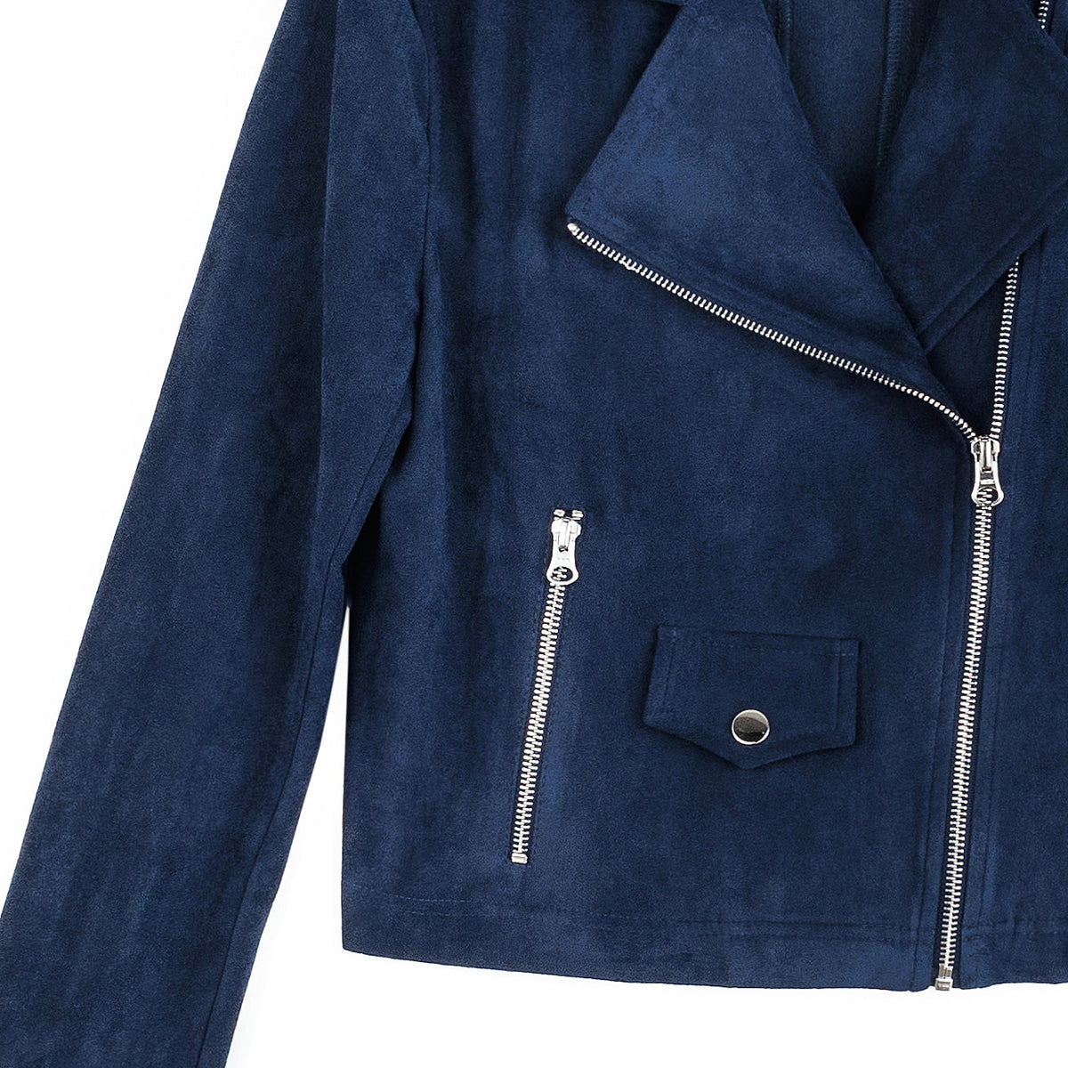 Soft Suede - Architectural Moto Jacket - Navy | Clara Sunwoo