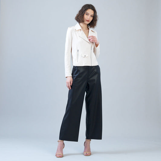 Soft Suede - Architectural Moto Jacket - Cream - Final Sale | Clara Sunwoo