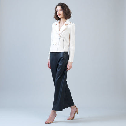 Soft Suede - Architectural Moto Jacket - Cream - Final Sale | Clara Sunwoo