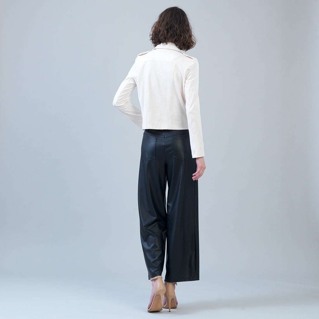 Soft Suede - Architectural Moto Jacket - Cream - Final Sale | Clara Sunwoo