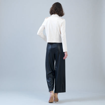 Soft Suede - Architectural Moto Jacket - Cream - Final Sale | Clara Sunwoo