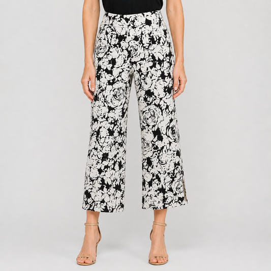 Signature Side Slit Ankle Pant - Abstract Rose - Final Sale | Clara Sunwoo