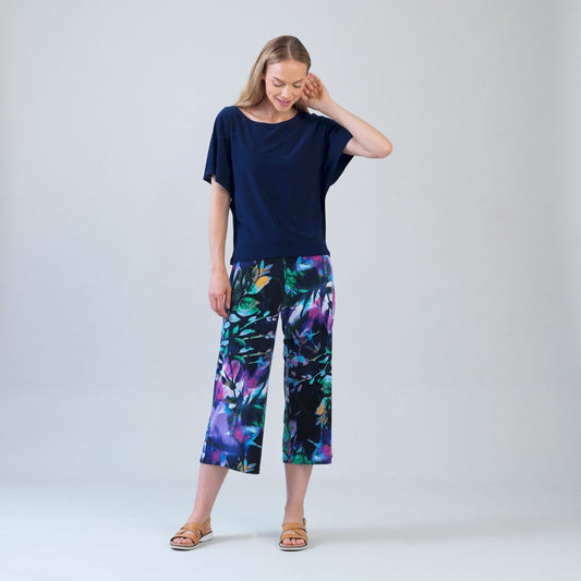 Caftan Flutter Sleeve Top - Navy | Clara Sunwoo
