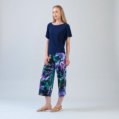 Caftan Flutter Sleeve Top - Navy | Clara Sunwoo