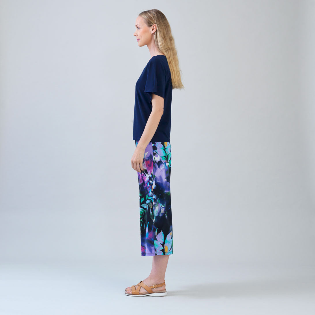 Caftan Flutter Sleeve Top - Navy | Clara Sunwoo