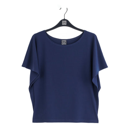 Caftan Flutter Sleeve Top - Navy | Clara Sunwoo
