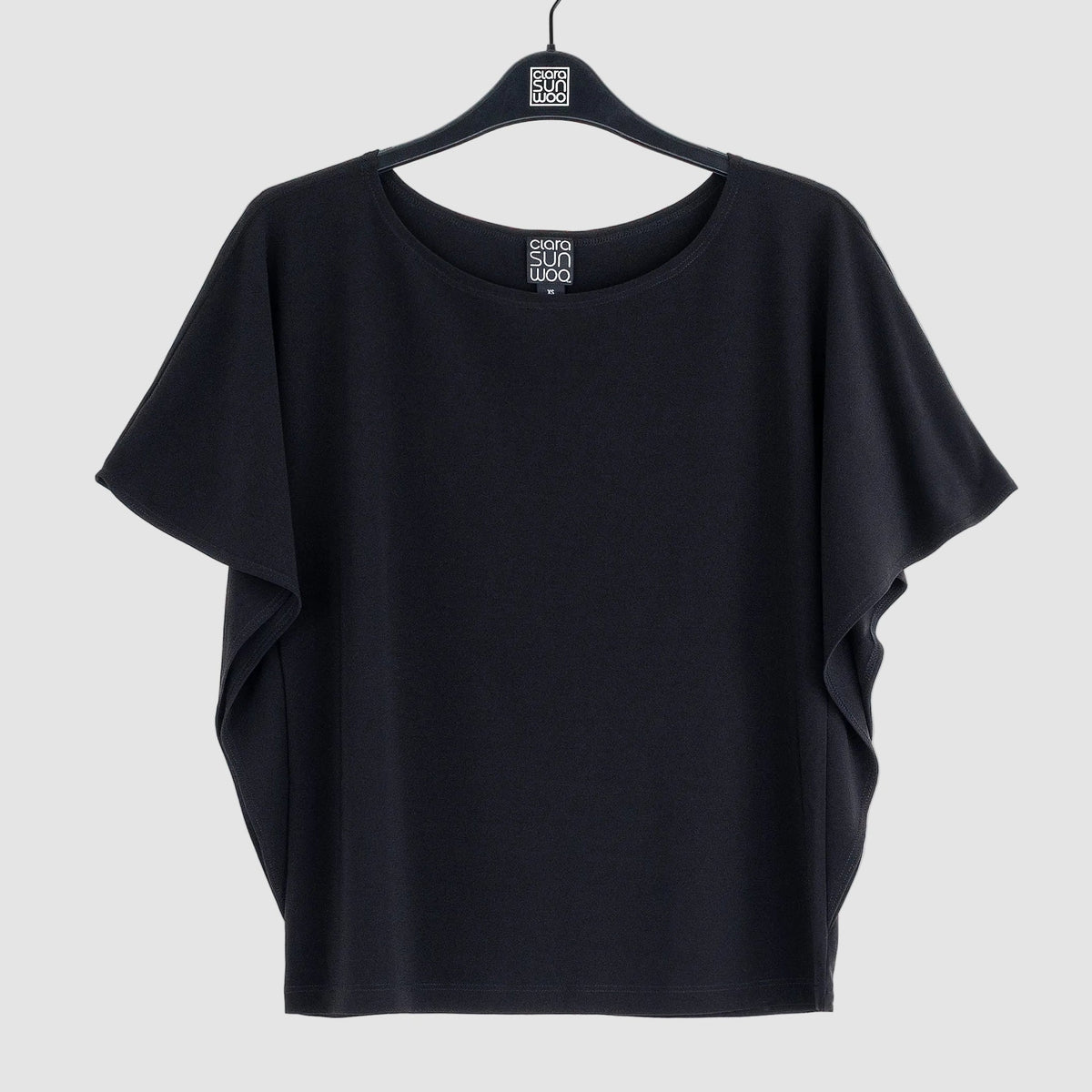 Caftan Flutter Sleeve Top - Black | Clara Sunwoo