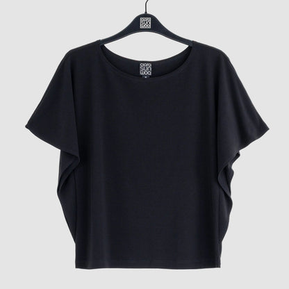 Caftan Flutter Sleeve Top - Black | Clara Sunwoo