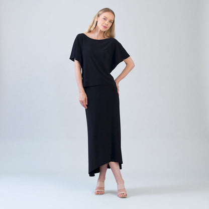 Caftan Flutter Sleeve Top - Black | Clara Sunwoo