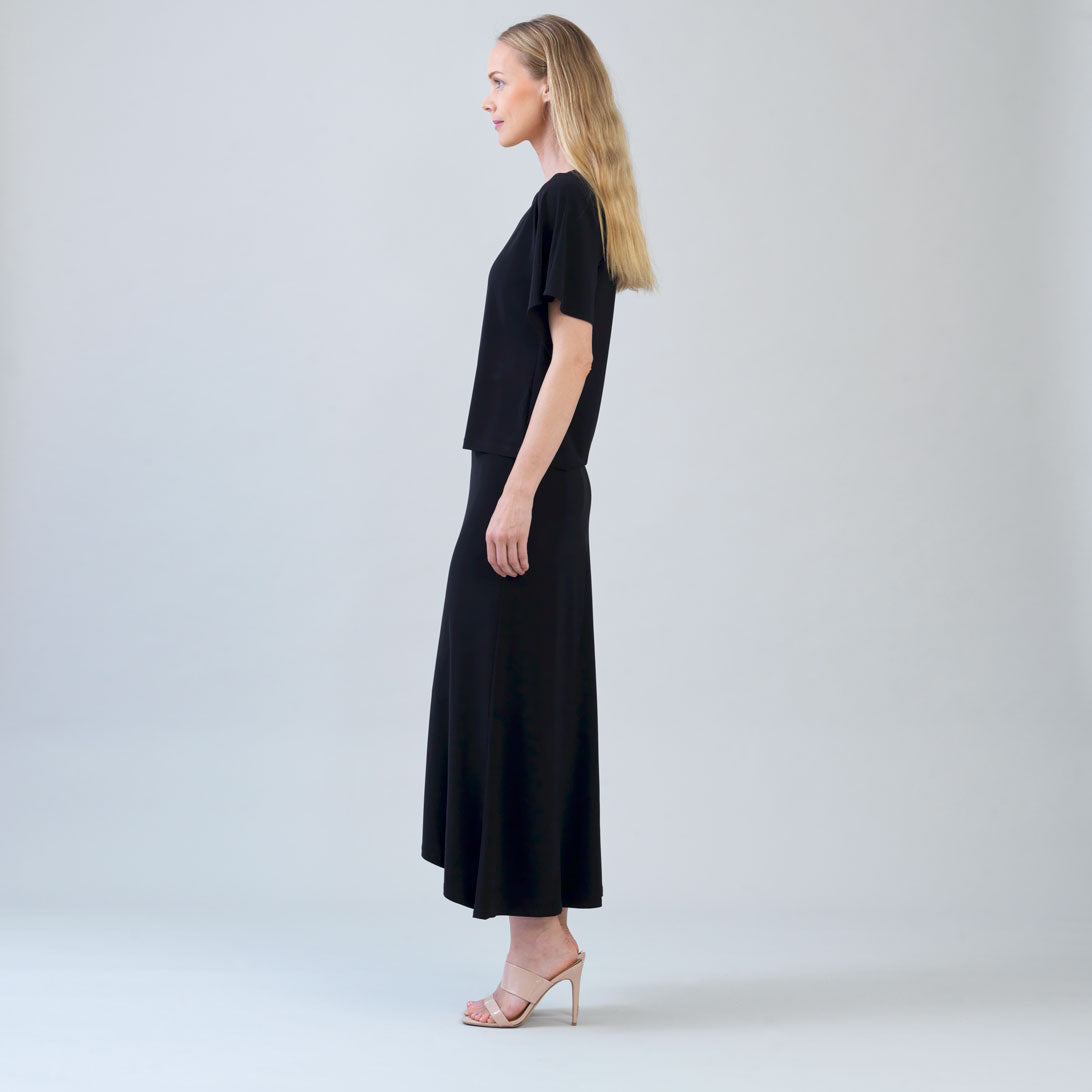Caftan Flutter Sleeve Top - Black | Clara Sunwoo