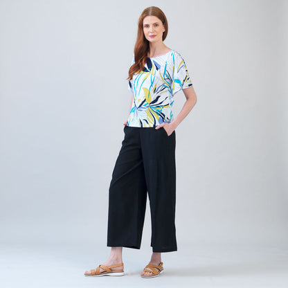 Caftan Flutter Sleeve Top - Floral Leaves - Final Sale | Clara Sunwoo