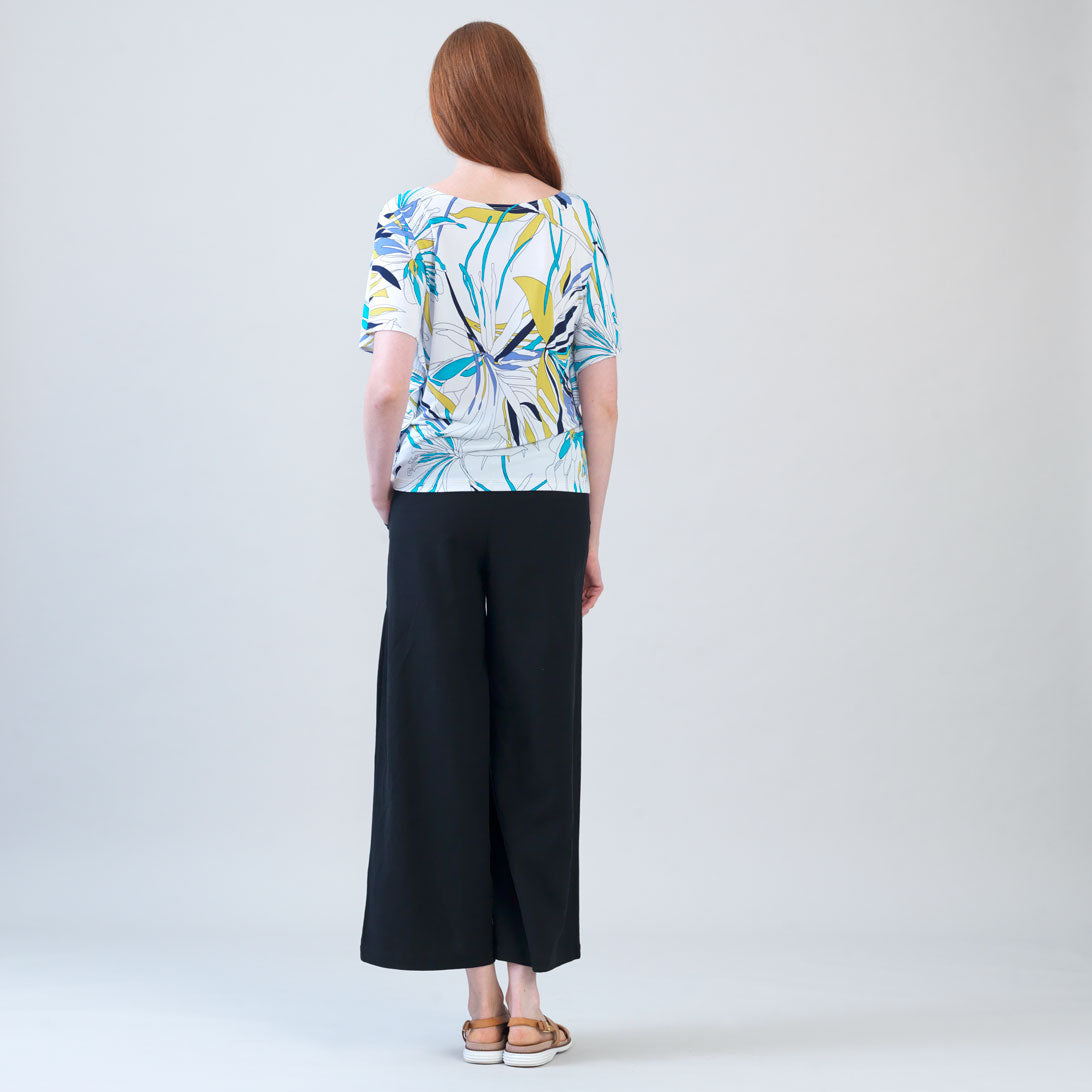 Caftan Flutter Sleeve Top - Floral Leaves - Final Sale | Clara Sunwoo