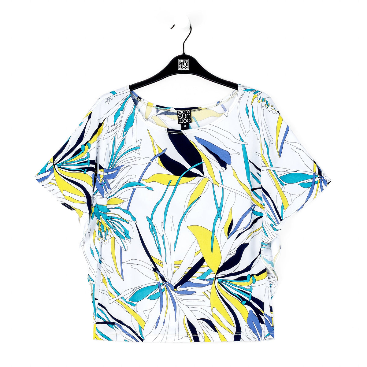 Caftan Flutter Sleeve Top - Floral Leaves - Final Sale | Clara Sunwoo
