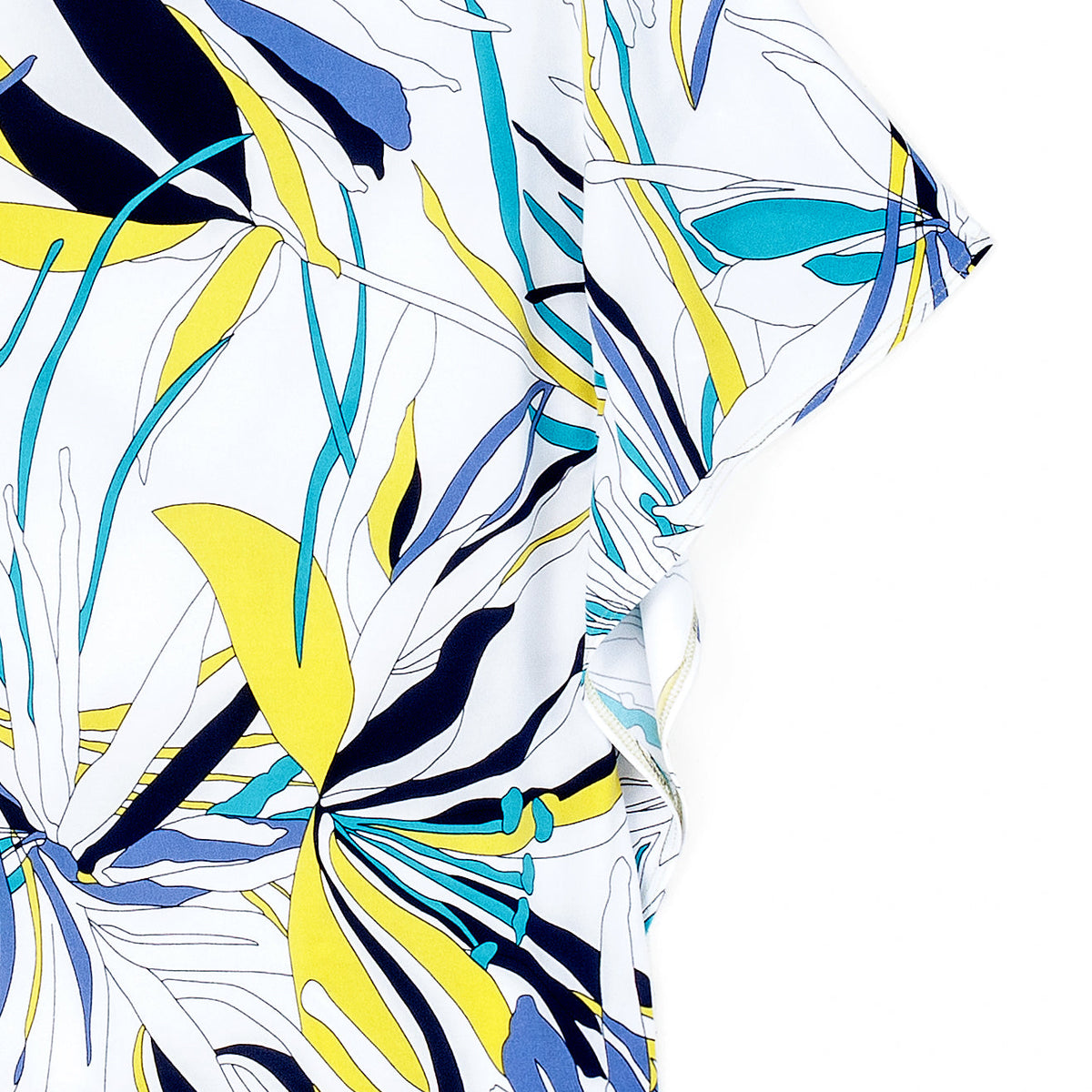 Caftan Flutter Sleeve Top - Floral Leaves - Final Sale | Clara Sunwoo