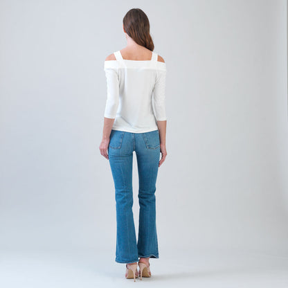 Signature Cold Shoulder Top - Ivory - Final Sale | Clara Sunwoo