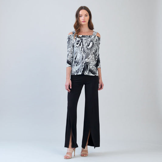 Signature Cold Shoulder Top - Abstract Etch | Clara Sunwoo