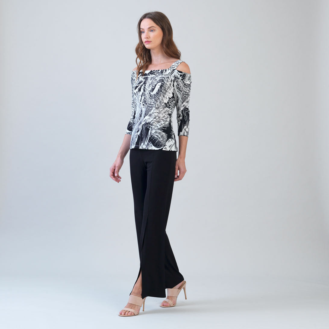 Signature Cold Shoulder Top - Abstract Etch | Clara Sunwoo