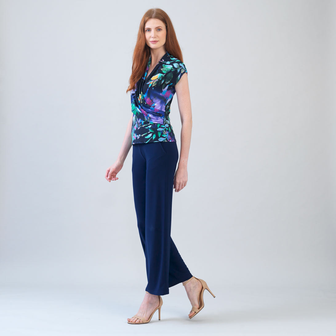 Cap Sleeve Surplice Crossover Top - Floral Dream | Clara Sunwoo