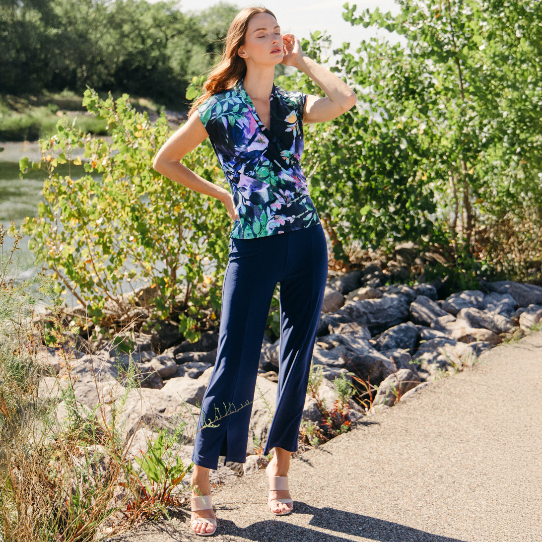 Cap Sleeve Surplice Crossover Top - Floral Dream | Clara Sunwoo