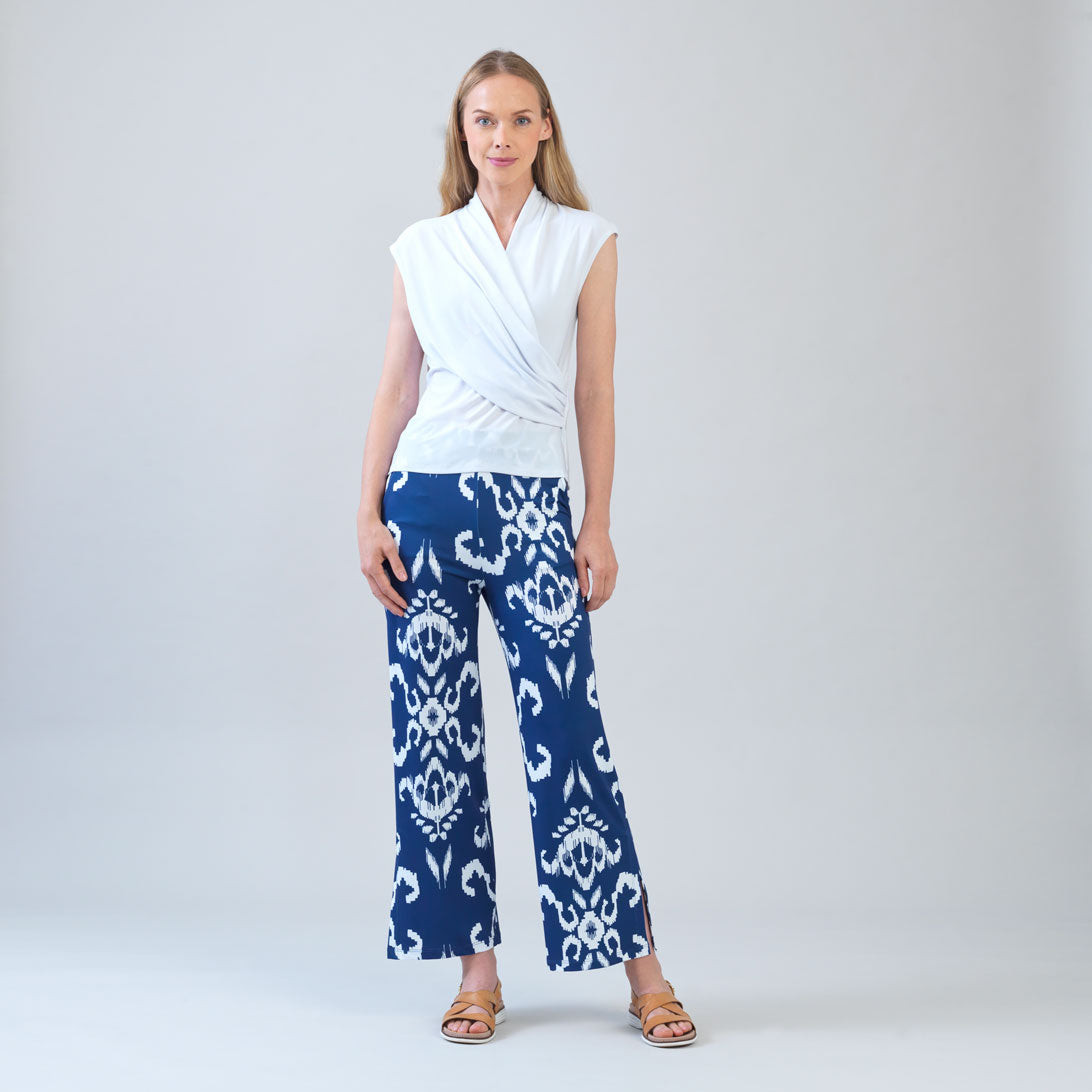 Cap Sleeve Surplice Crossover Top - White | Clara Sunwoo