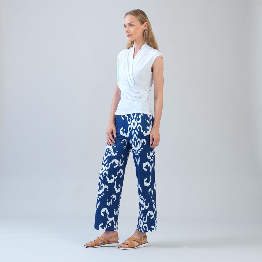 Cap Sleeve Surplice Crossover Top - White | Clara Sunwoo