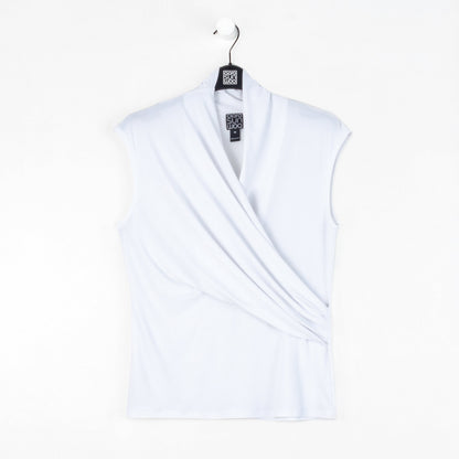 Cap Sleeve Surplice Crossover Top - White | Clara Sunwoo