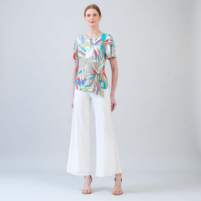 Flutter Sleeve Side Tie Waist Top - Floral Leaves - Final Sale | Clara Sunwoo