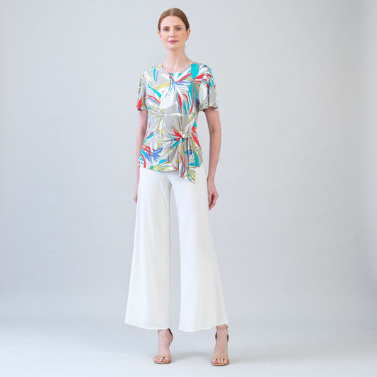 Flutter Sleeve Side Tie Waist Top - Floral Leaves - Final Sale | Clara Sunwoo