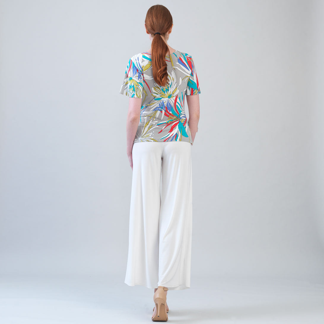 Flutter Sleeve Side Tie Waist Top - Floral Leaves - Final Sale | Clara Sunwoo