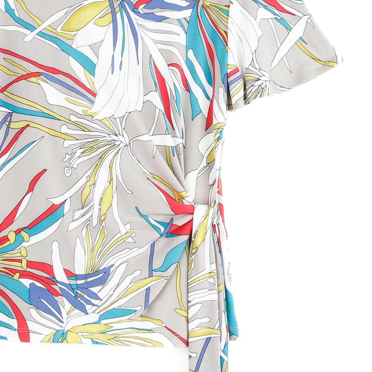 Flutter Sleeve Side Tie Waist Top - Floral Leaves - Final Sale | Clara Sunwoo