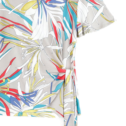 Flutter Sleeve Side Tie Waist Top - Floral Leaves - Final Sale | Clara Sunwoo
