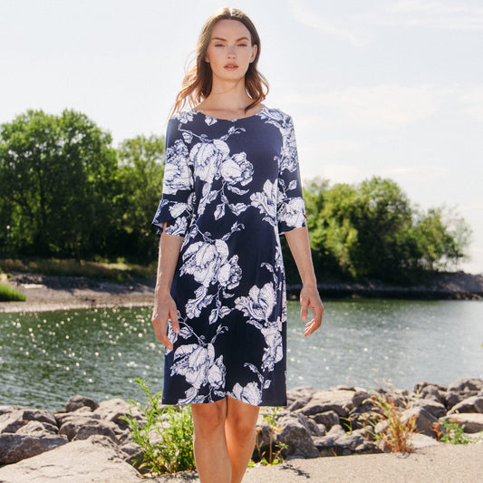 Tulip Cuff Back Tie Dress - Peony Blossom | Clara Sunwoo
