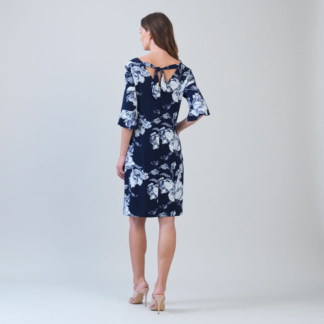 Tulip Cuff Back Tie Dress - Peony Blossom | Clara Sunwoo