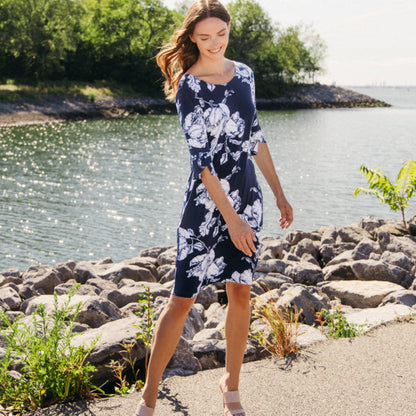 Tulip Cuff Back Tie Dress - Peony Blossom | Clara Sunwoo
