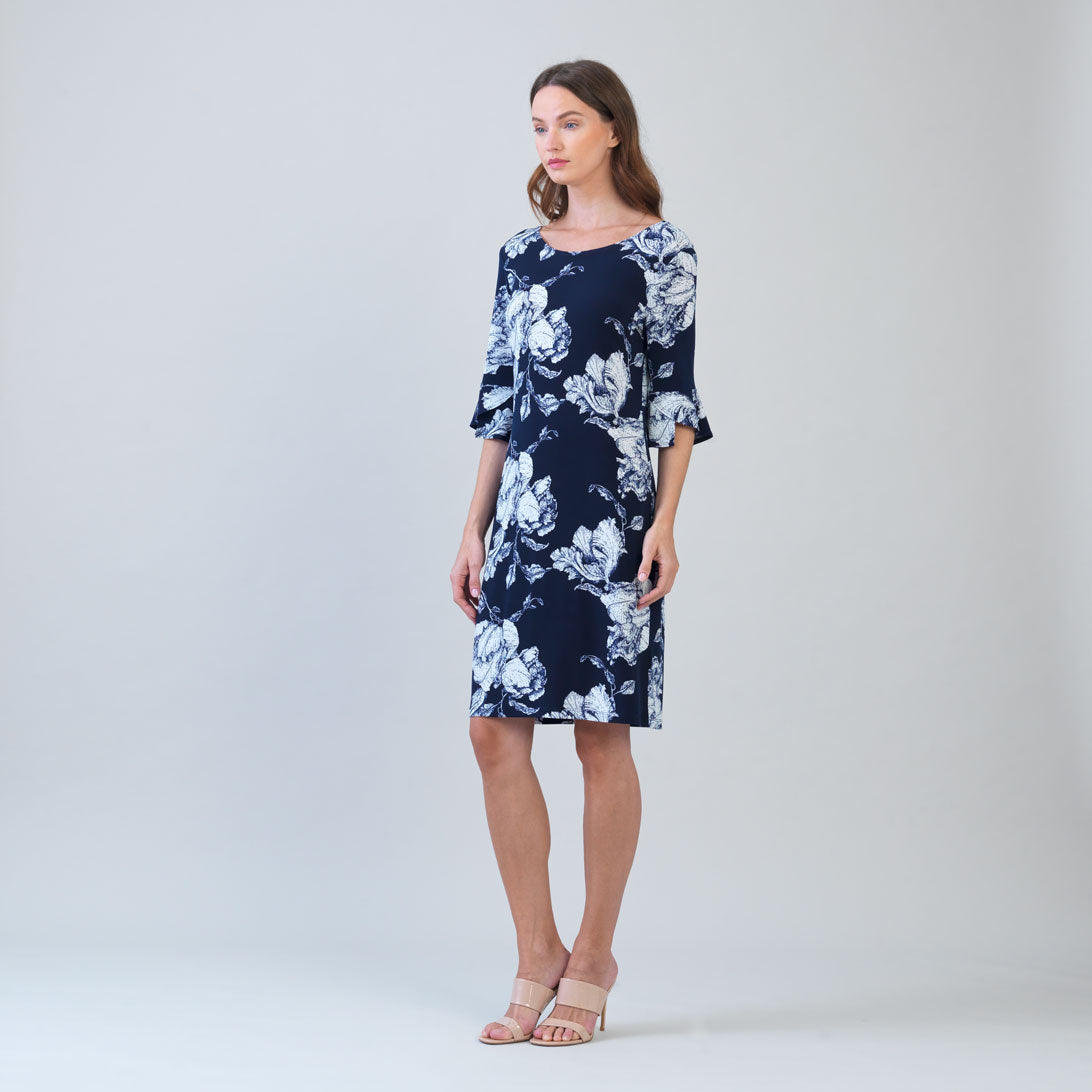 Tulip Cuff Back Tie Dress - Peony Blossom | Clara Sunwoo