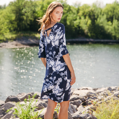 Tulip Cuff Back Tie Dress - Peony Blossom | Clara Sunwoo