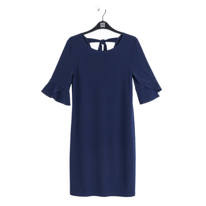 Tulip Cuff Back Tie Dress - Navy | Clara Sunwoo