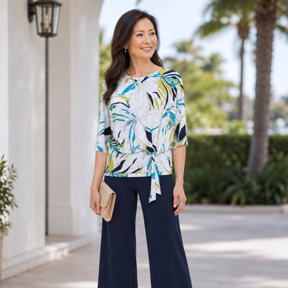 Signature Side Tie Top - Floral Leaves - Final Sale | Clara Sunwoo