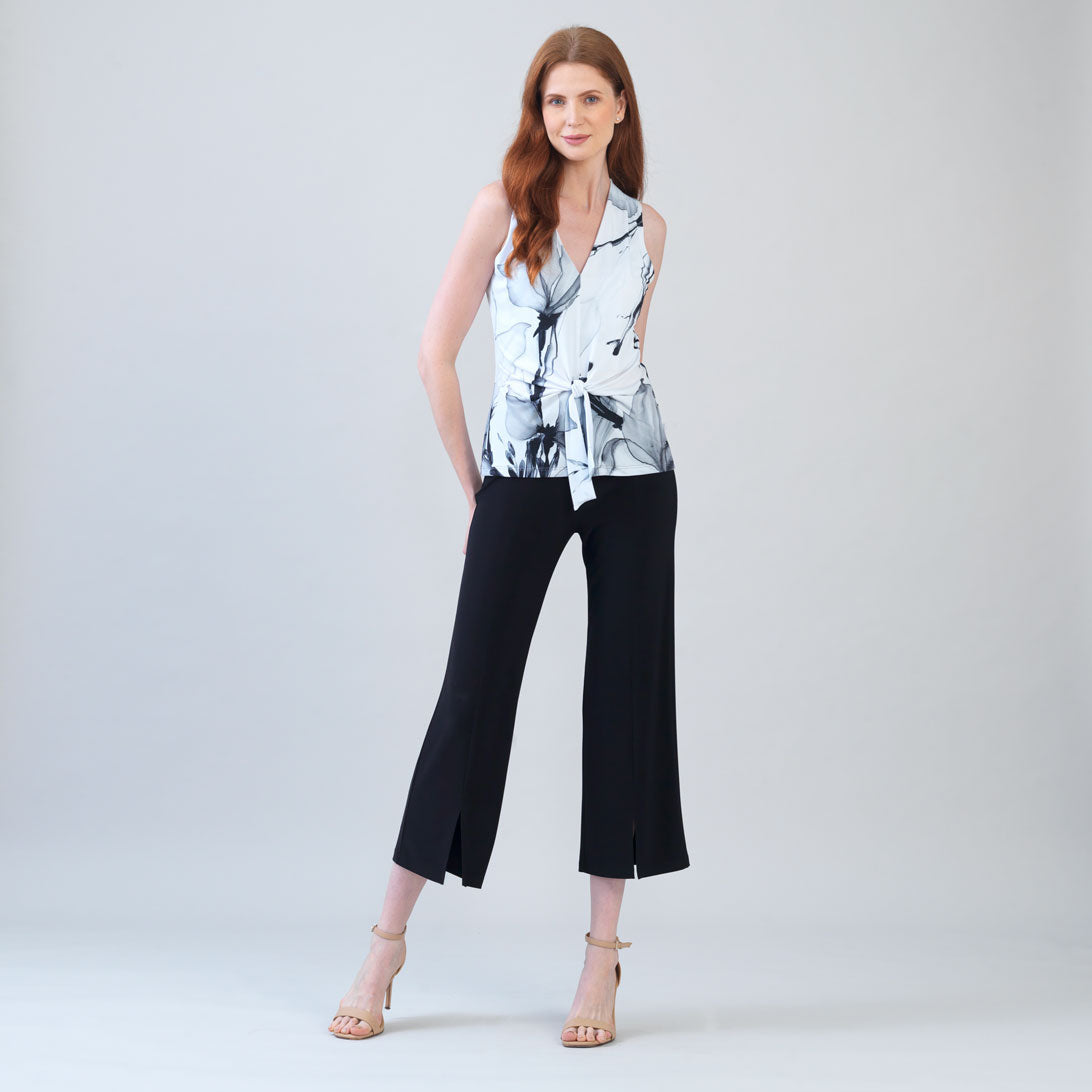 Sleeveless V-Neck Center Front Tie Top - Ethereal Petals - Limited Sizes | Clara Sunwoo