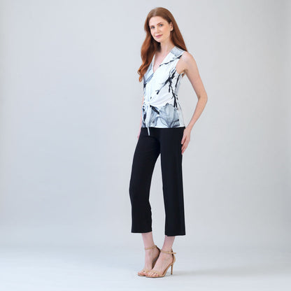 Sleeveless V-Neck Center Front Tie Top - Ethereal Petals - Limited Sizes | Clara Sunwoo