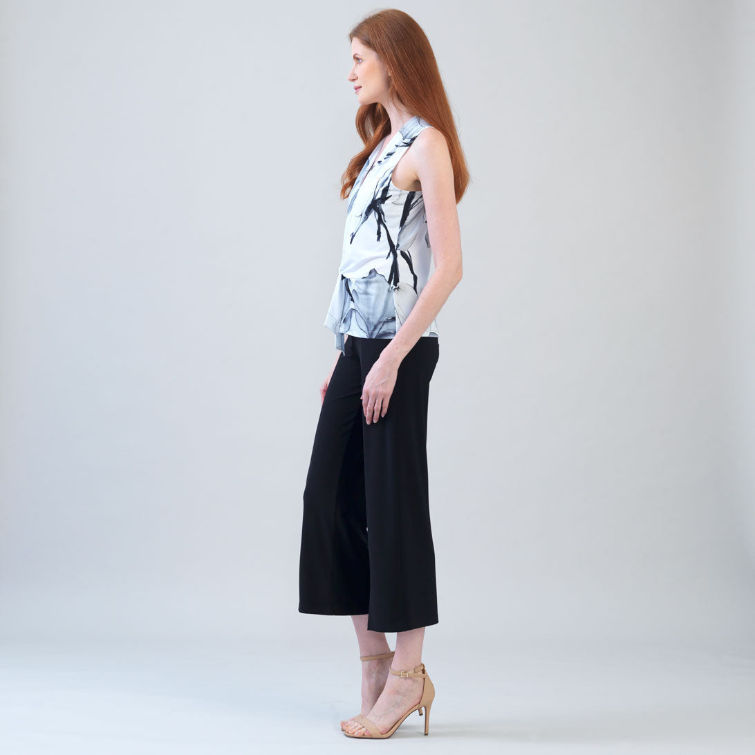 Sleeveless V-Neck Center Front Tie Top - Ethereal Petals - Limited Sizes | Clara Sunwoo